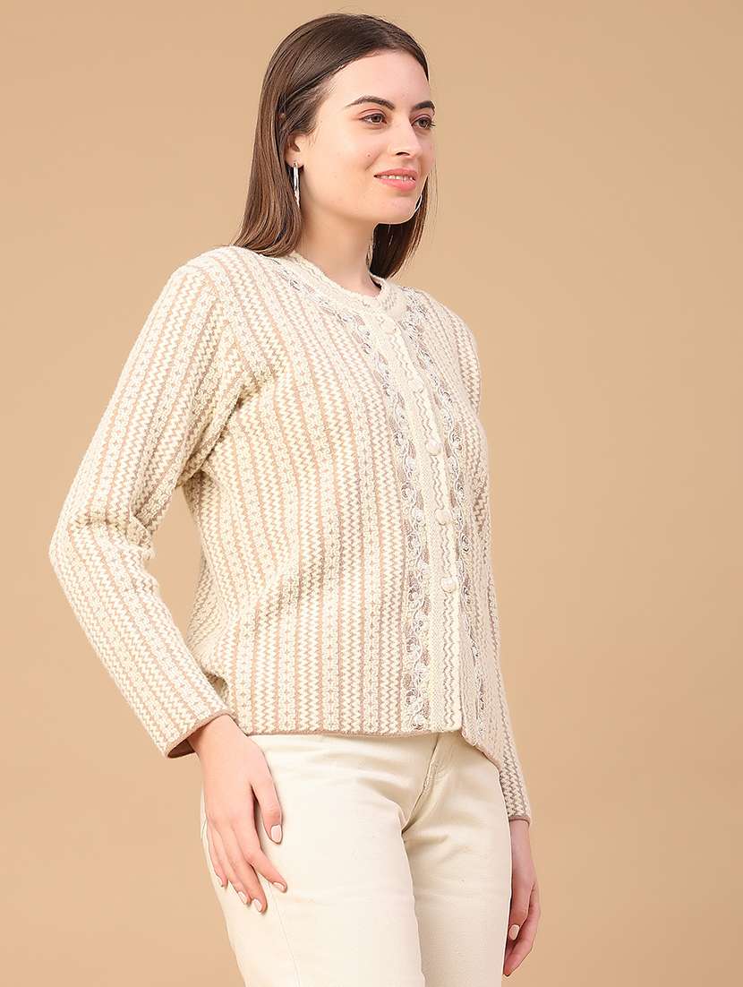 women self design long sleeve cardigan - 22182432 -  Standard Image - 3