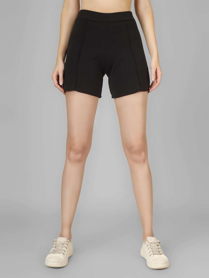 women solid high rise tailored shorts