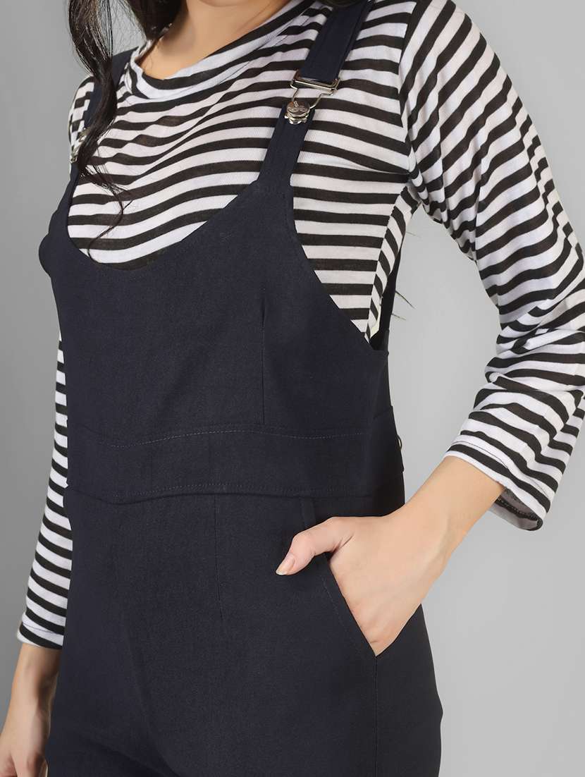 women solid sleeveless dungaree - 22182436 -  Standard Image - 5