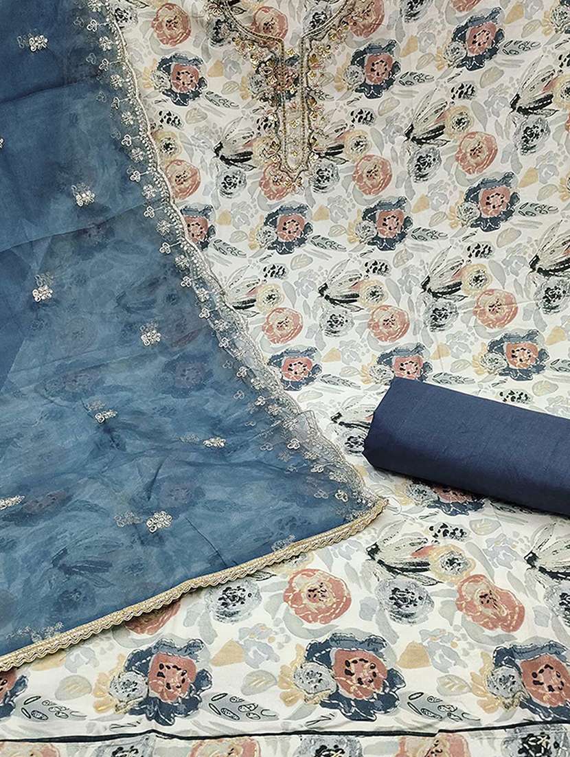 women floral printed embroidered unstitched suit set - 22182439 -  Standard Image - 3