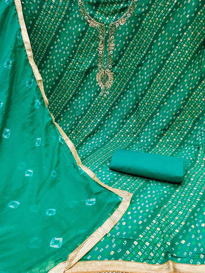 women bandhani printed embroidered unstitched suit set - 22182441 -  Standard Image - 3