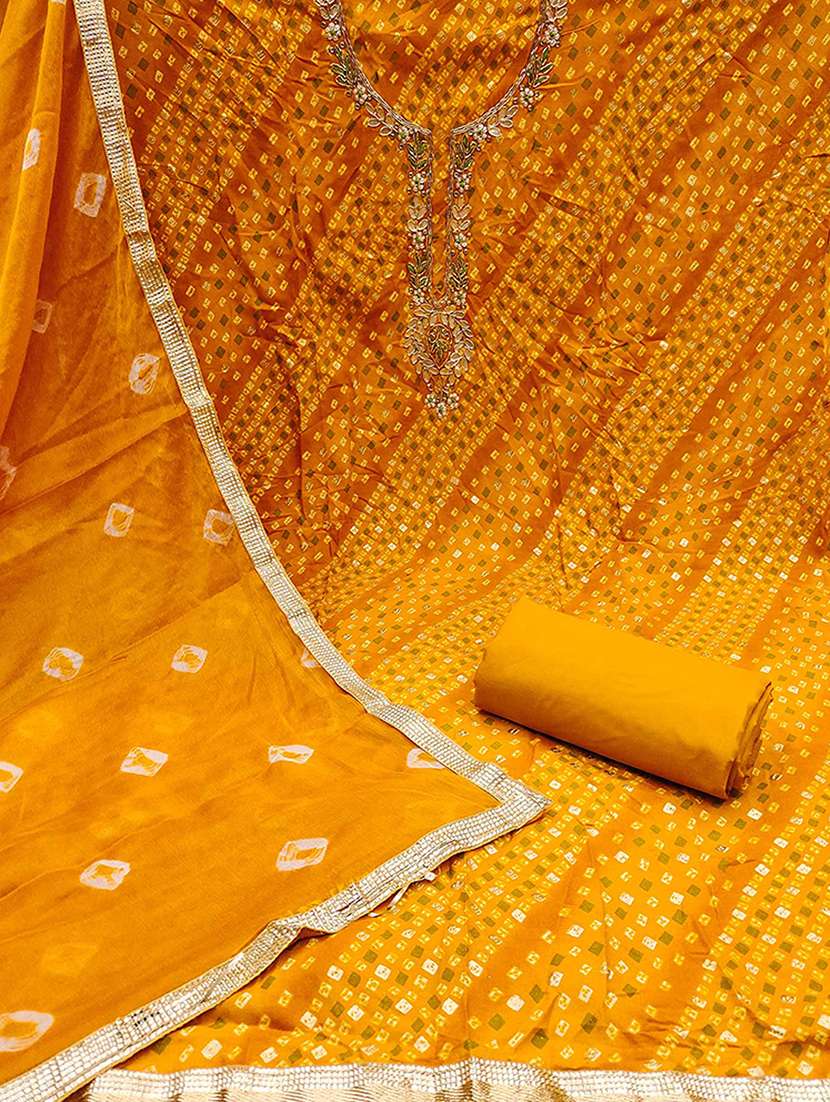 women bandhani printed embroidered unstitched suit set - 22182442 -  Standard Image - 3