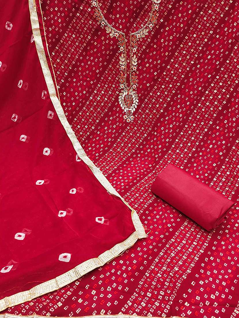 women bandhani printed embroidered unstitched suit set - 22182444 -  Standard Image - 3