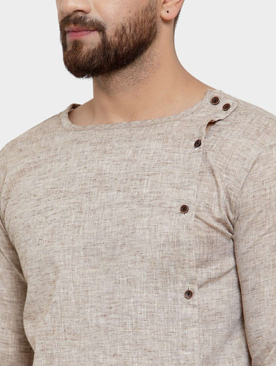 men self design long sleeve asymmetric kurta - 22182577 -  Standard Image - 5