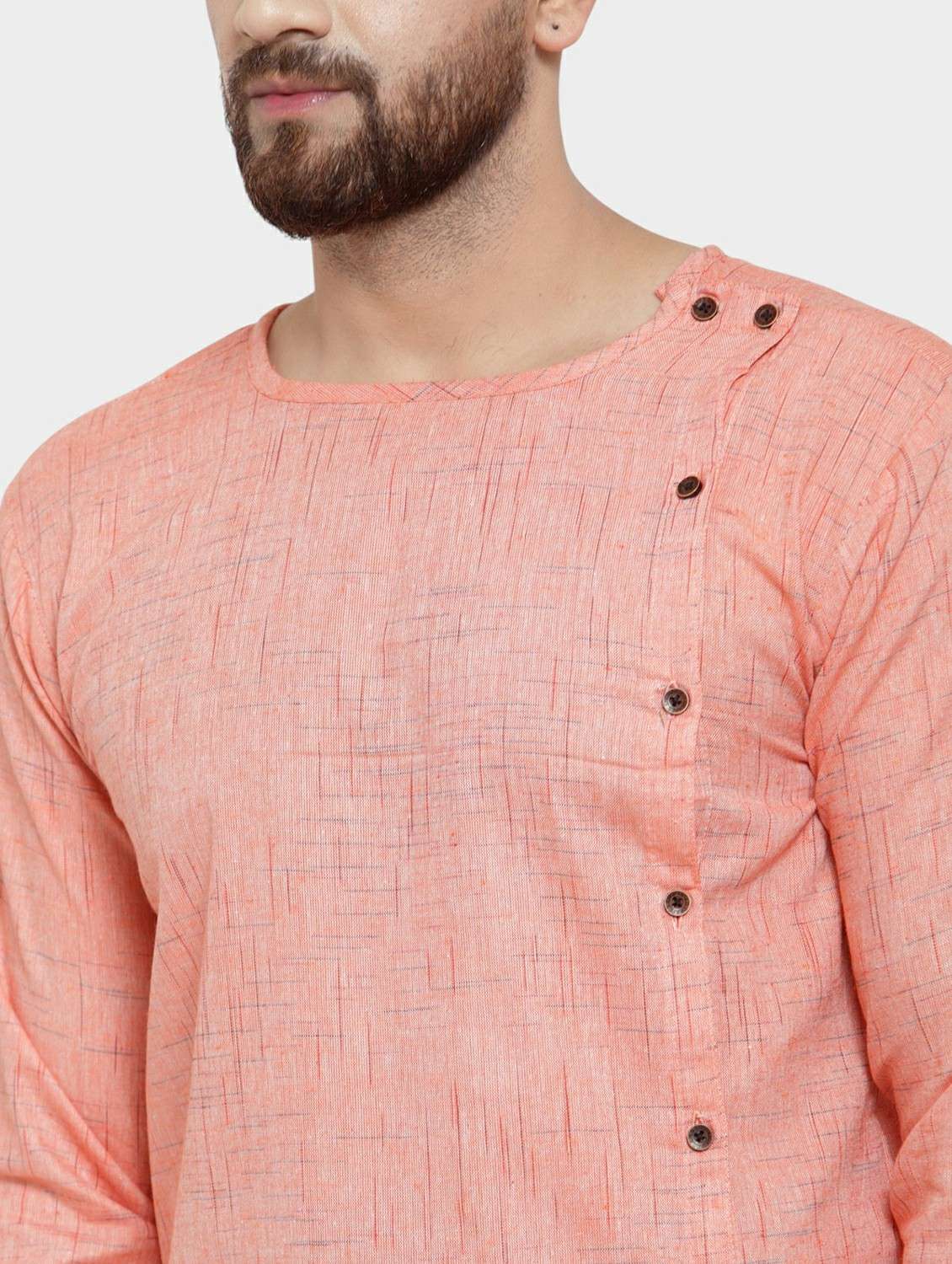 men self design long sleeve asymmetric kurta - 22182579 -  Standard Image - 5