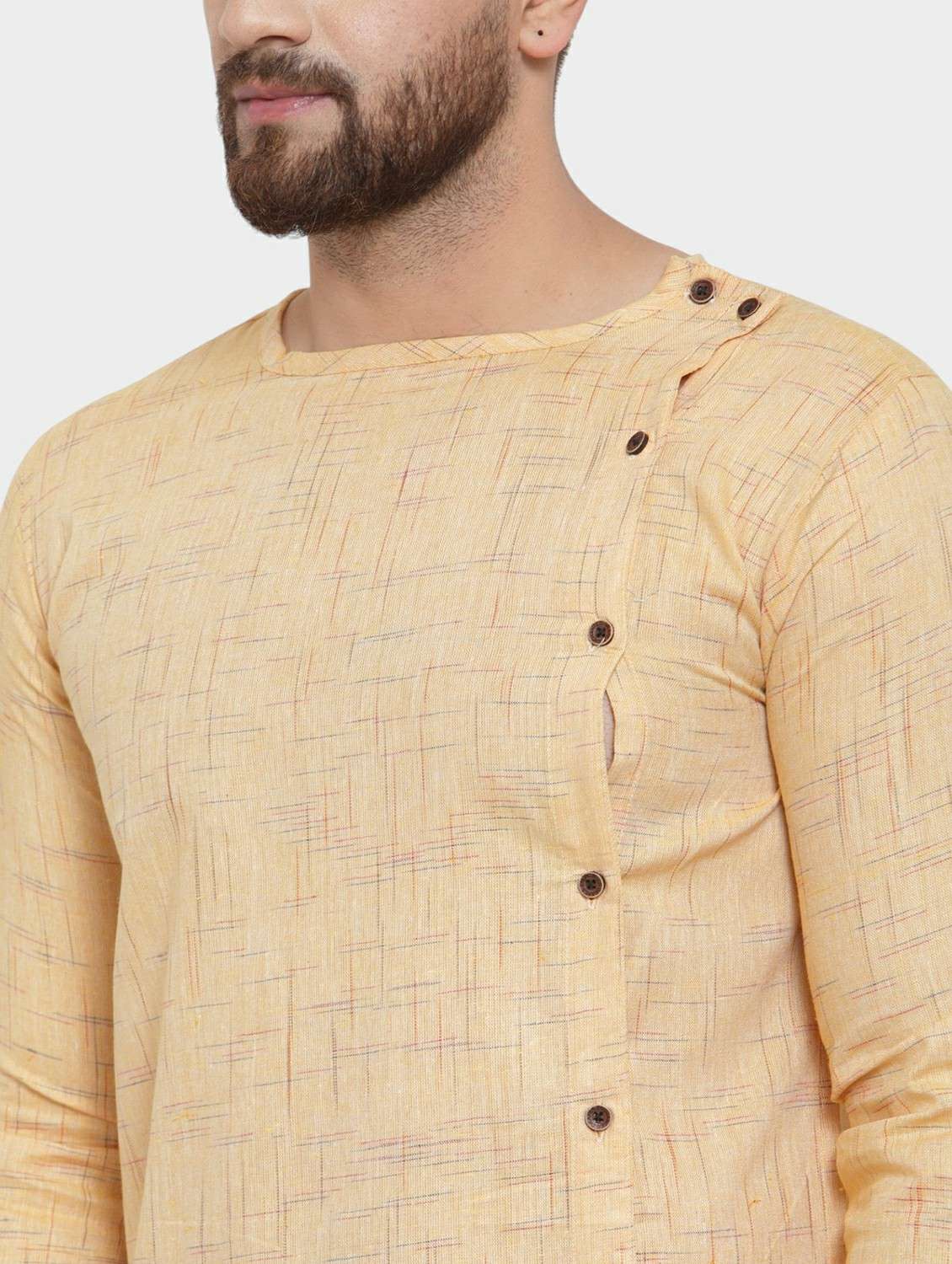 men self design long sleeve asymmetric kurta - 22182580 -  Standard Image - 5