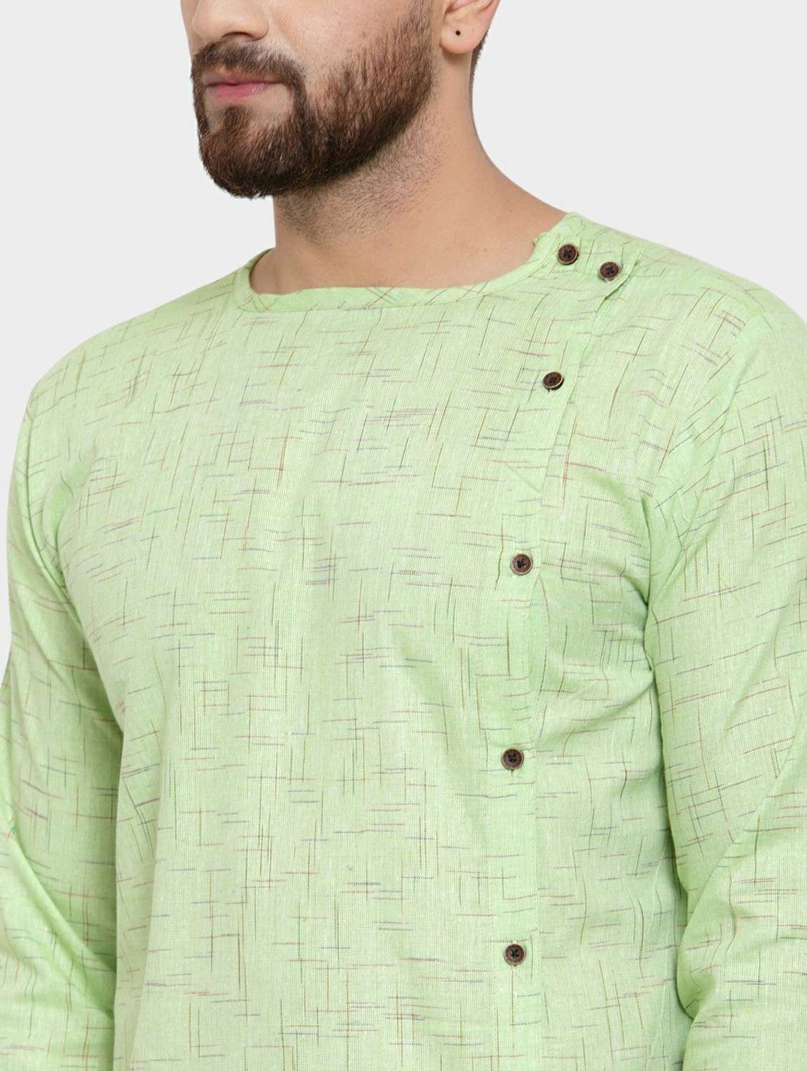 men self design long sleeve asymmetric kurta - 22182583 -  Standard Image - 3