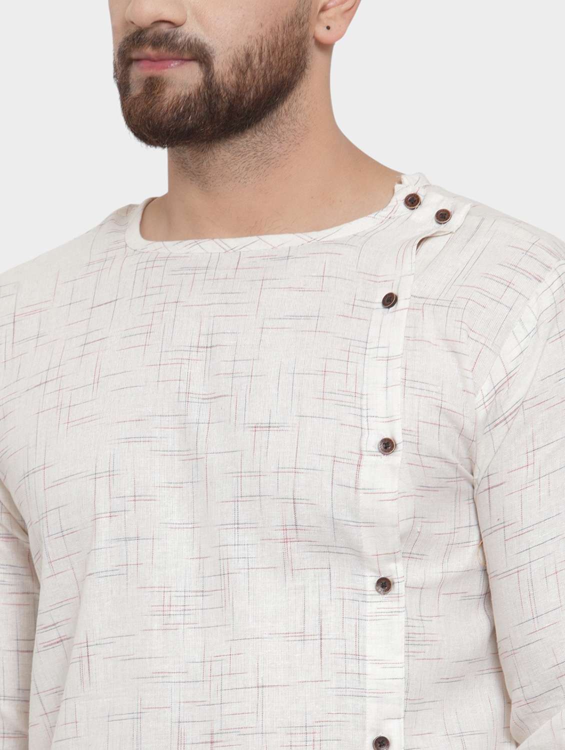 men self design long sleeve asymmetric kurta - 22182585 -  Standard Image - 5