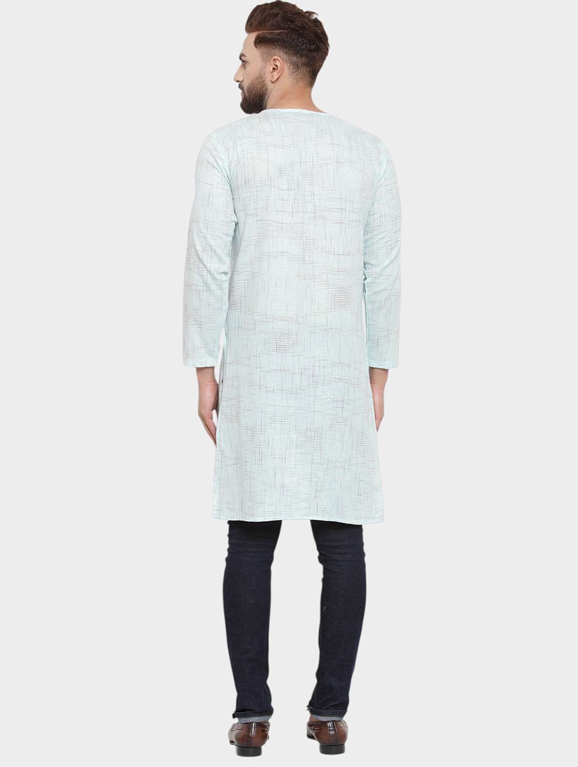 men self design long sleeve asymmetric kurta - 22182586 -  Standard Image - 3