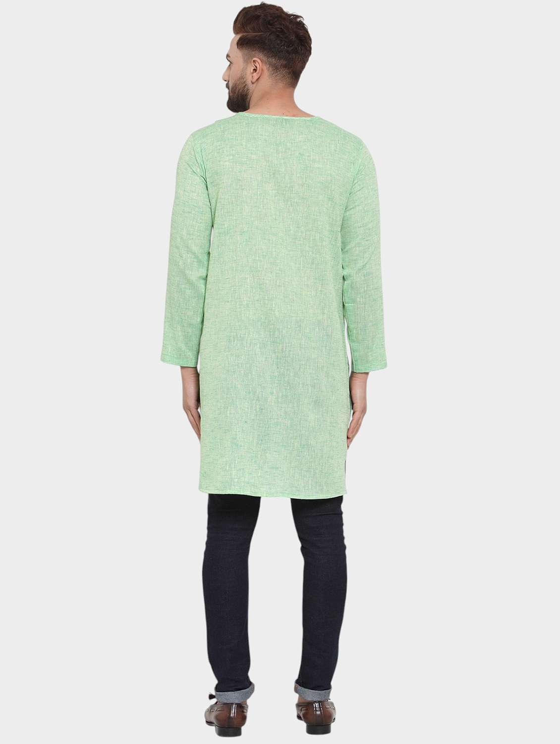 men self design long sleeve asymmetric kurta - 22182587 -  Standard Image - 3