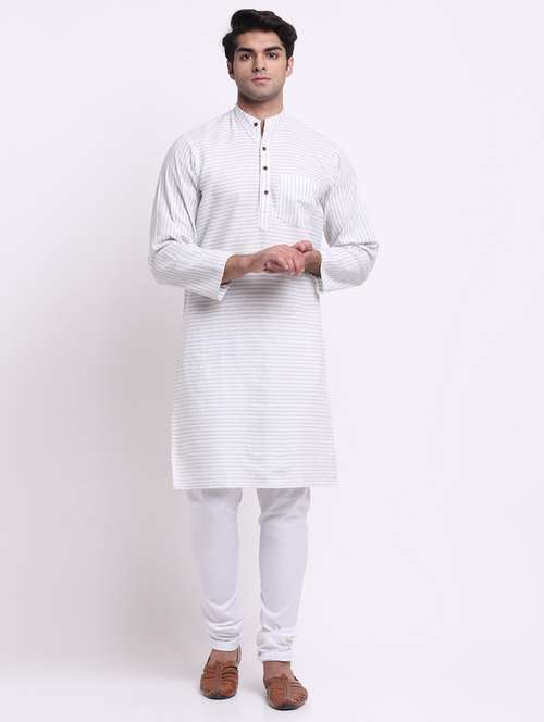 men striped mandarin neck long kurta - 22182596 -  Standard Image - 0