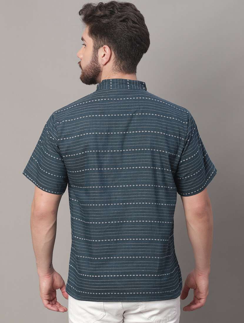 men self design mandarin neck short kurta - 22182599 -  Standard Image - 3