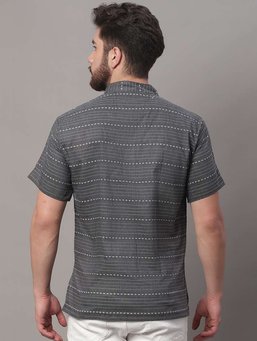 men self design mandarin neck short kurta - 22182603 -  Standard Image - 3