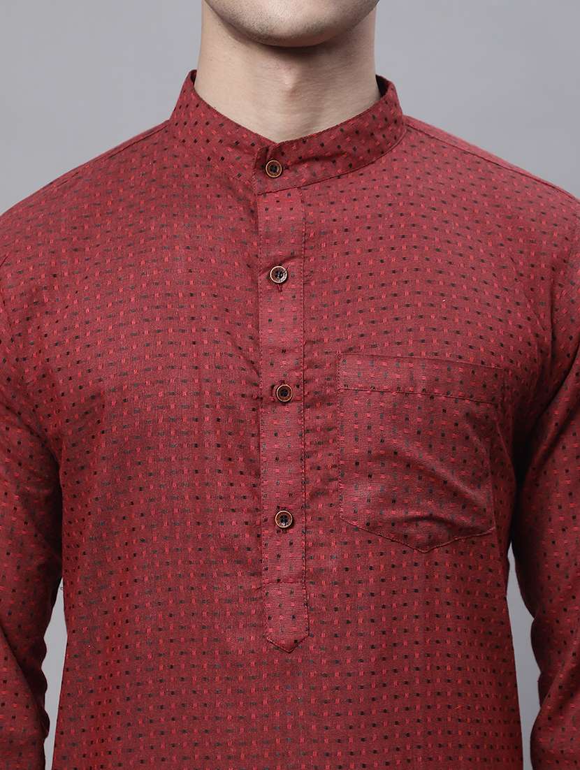 men self design mandarin neck long kurta - 22182604 -  Standard Image - 5