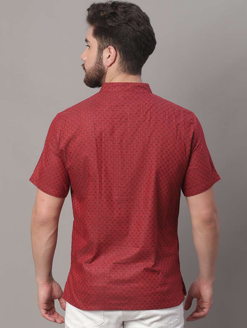 men self design mandarin neck short kurta - 22182605 -  Standard Image - 3