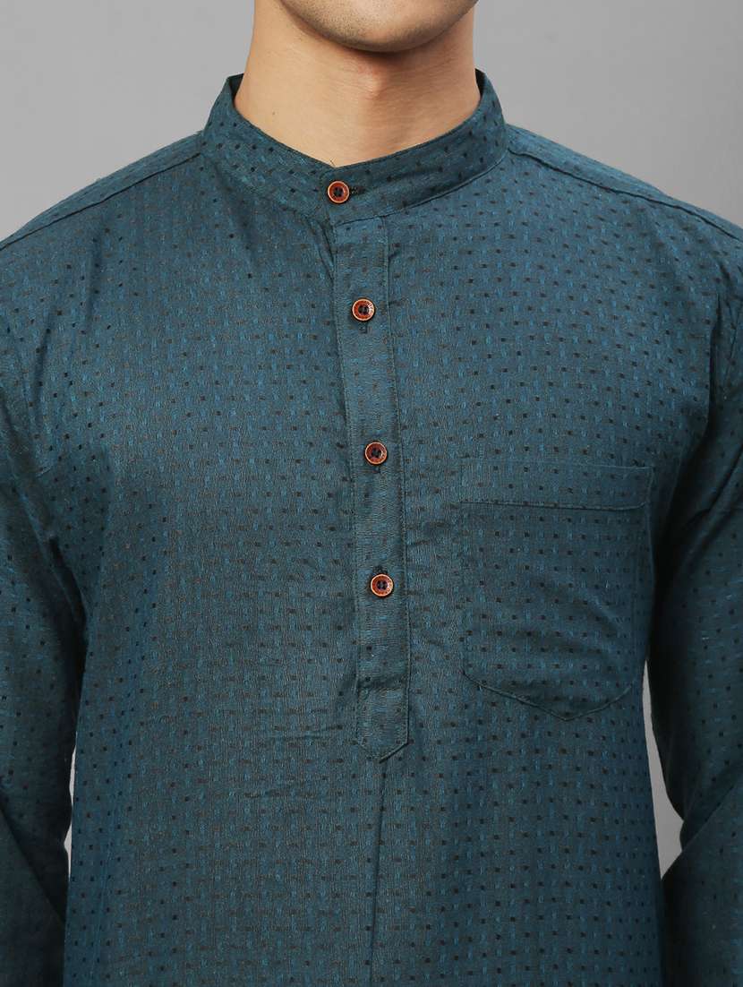 men self design mandarin neck long kurta - 22182606 -  Standard Image - 5