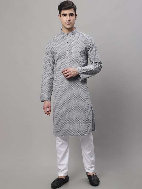 men self design mandarin neck long kurta - 22182608 -  Standard Image - 0