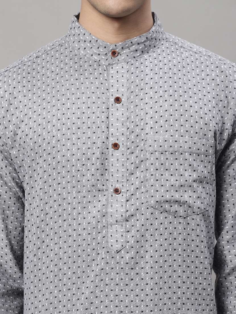 men self design mandarin neck long kurta - 22182608 -  Standard Image - 5