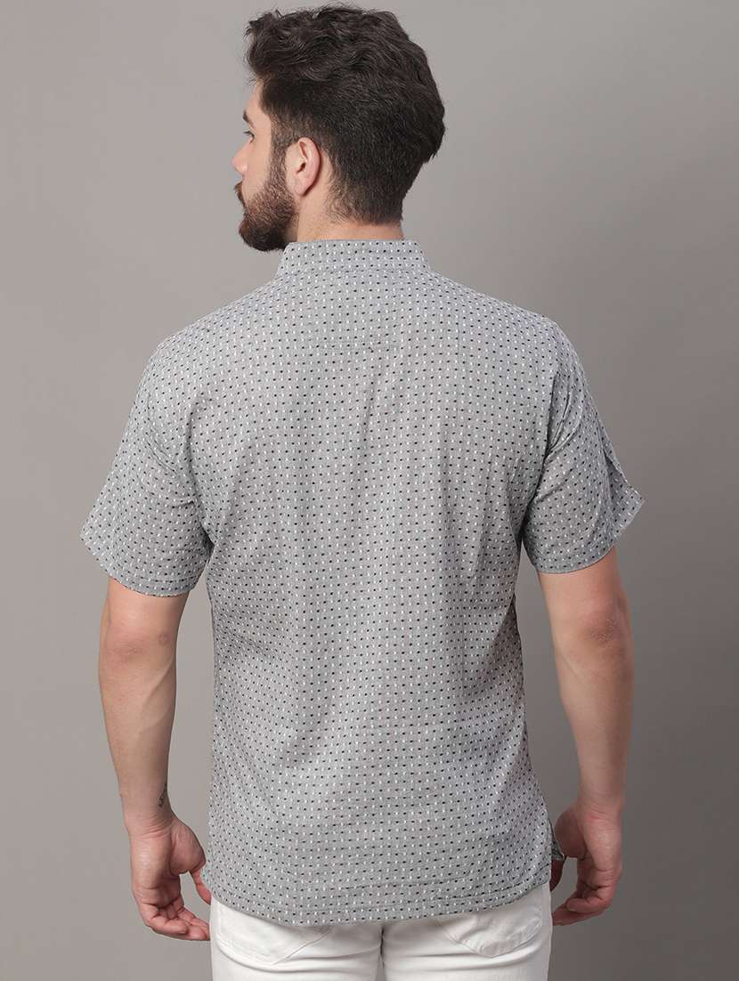 men self design mandarin neck short kurta - 22182609 -  Standard Image - 3