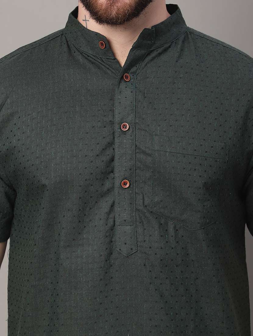 men self design mandarin neck short kurta - 22182611 -  Standard Image - 5