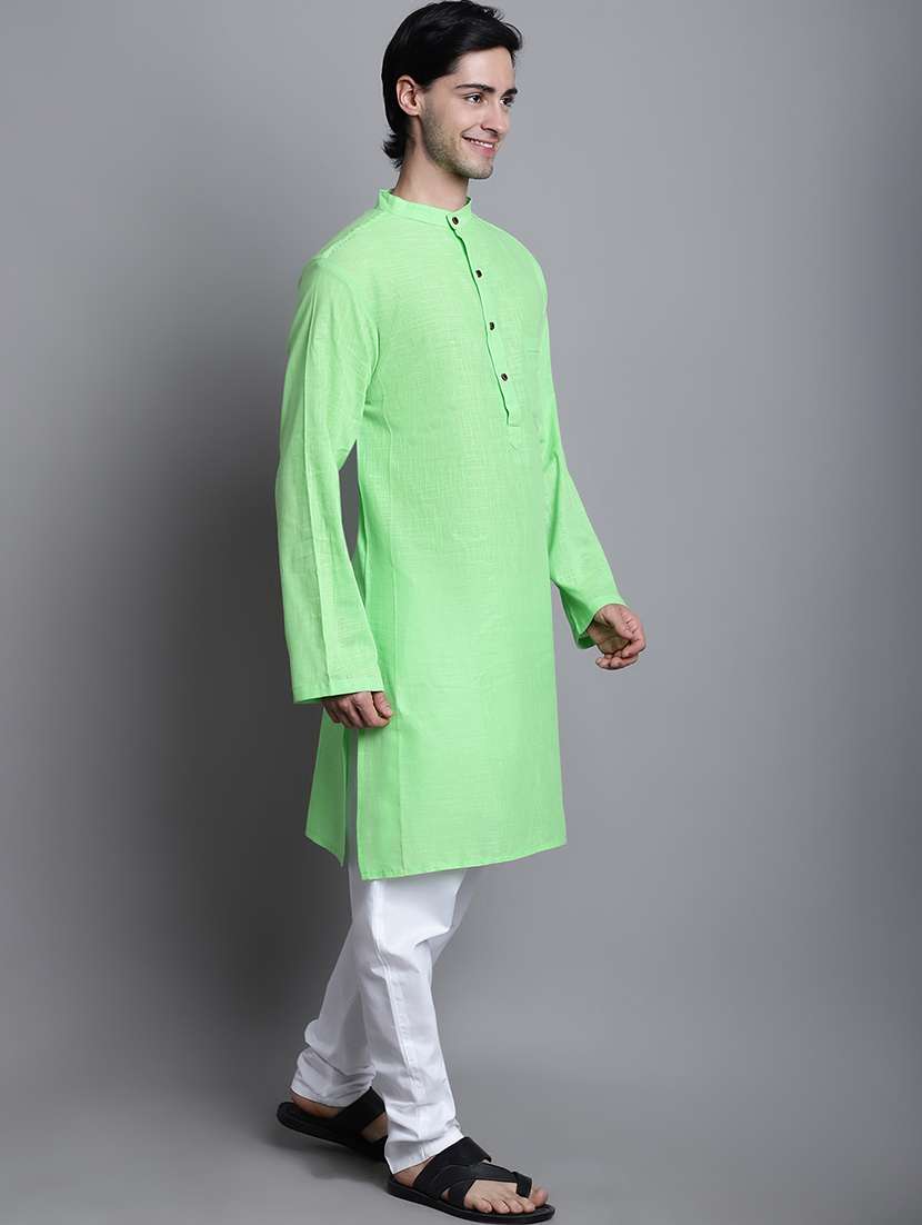 men solid mandarin neck long kurta - 22182616 -  Standard Image - 3