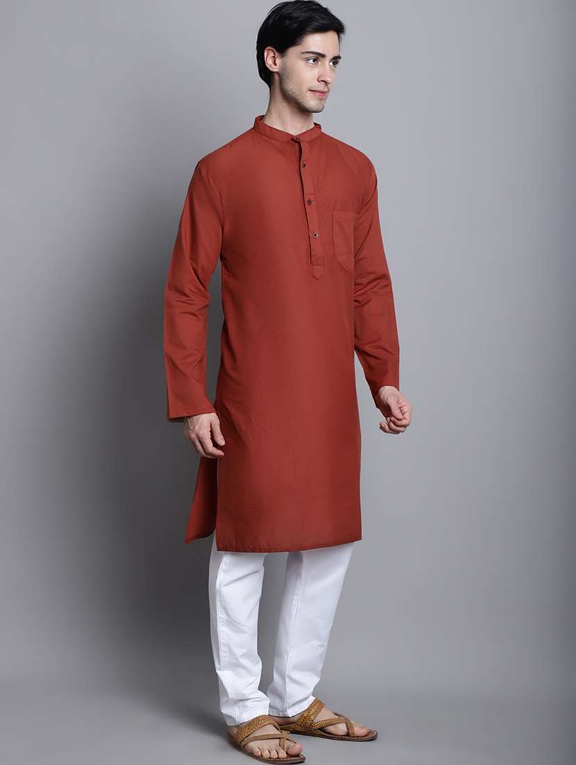 men solid mandarin neck long kurta - 22182618 -  Standard Image - 3