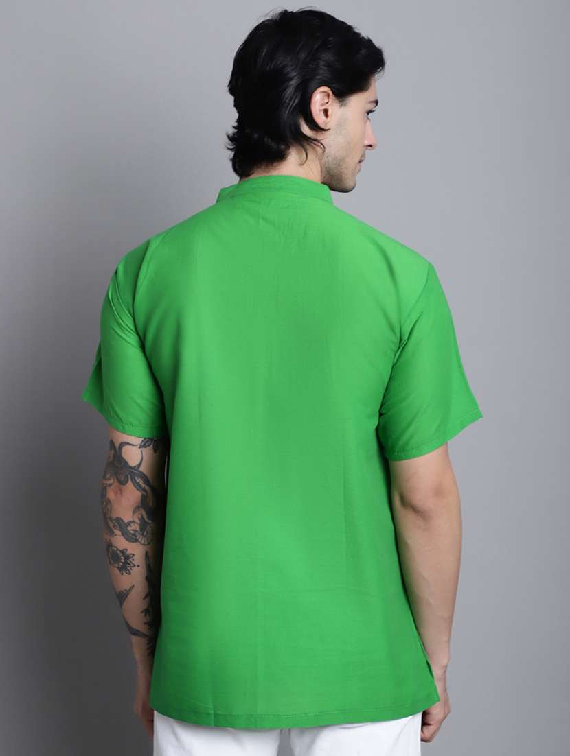 men solid mandarin neck short kurta - 22182623 -  Standard Image - 3