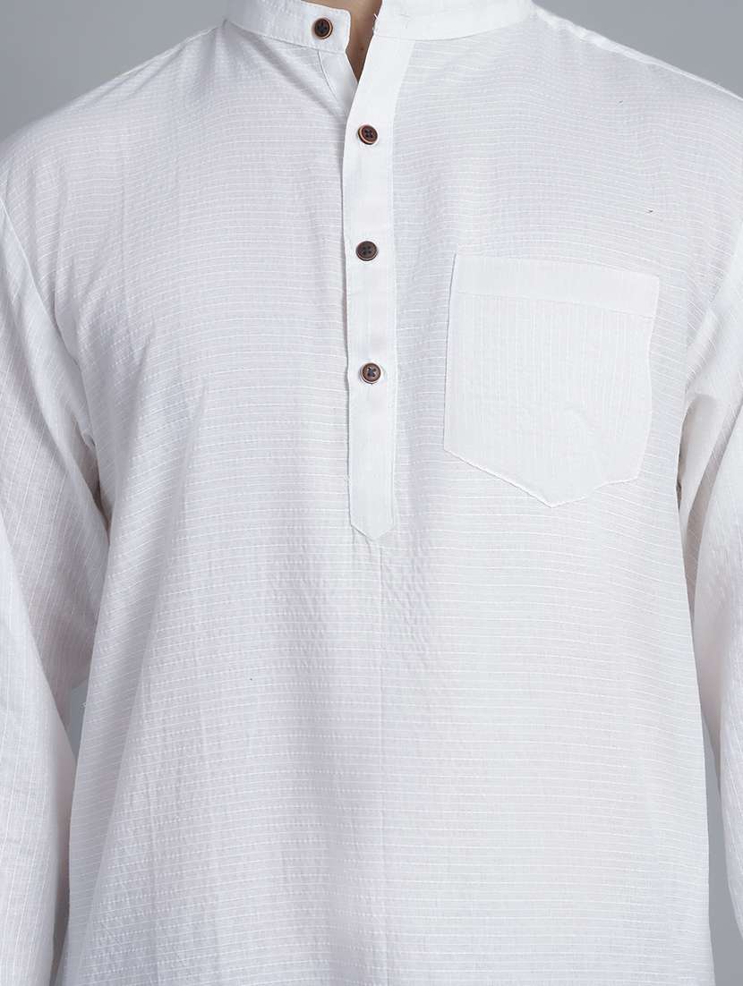 men striped mandarin neck long kurta - 22182628 -  Standard Image - 5