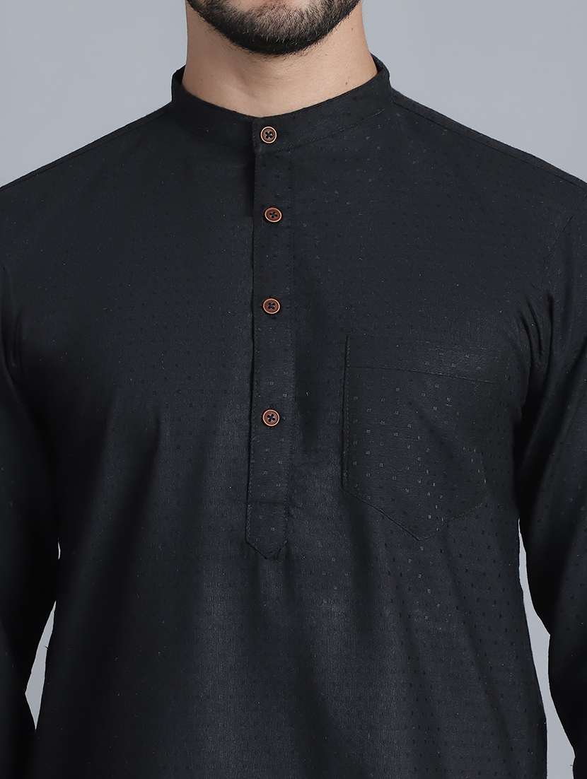 men self design mandarin neck long kurta - 22182630 -  Standard Image - 5