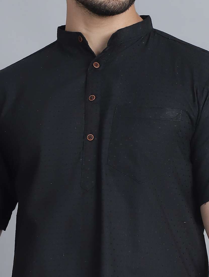 men self design mandarin neck short kurta - 22182631 -  Standard Image - 5