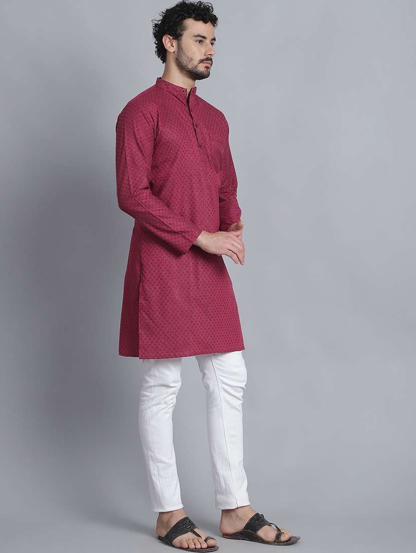 men self design mandarin neck long kurta - 22182634 -  Standard Image - 3