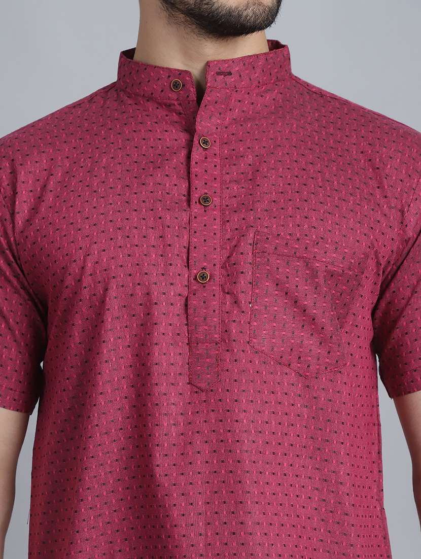 men self design mandarin neck short kurta - 22182635 -  Standard Image - 5
