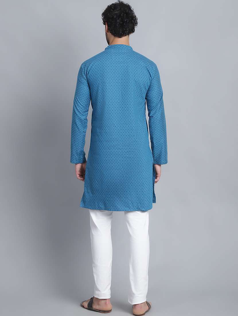 men self design mandarin neck long kurta - 22182636 -  Standard Image - 3