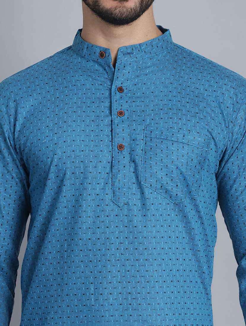 men self design mandarin neck long kurta - 22182636 -  Standard Image - 5