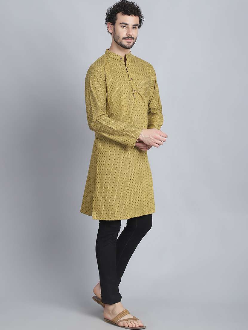 men self design mandarin neck long kurta - 22182638 -  Standard Image - 3