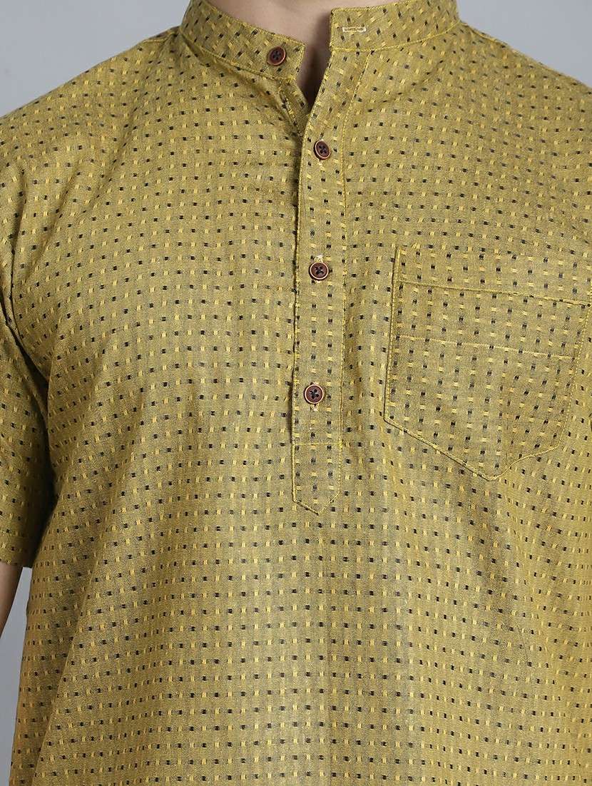 men self design mandarin neck short kurta - 22182639 -  Standard Image - 5