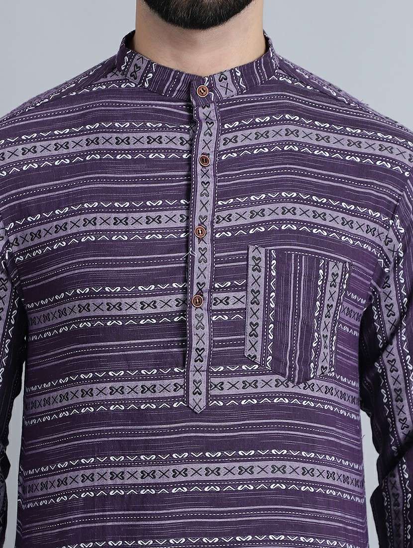 men self design mandarin neck long kurta - 22182642 -  Standard Image - 5