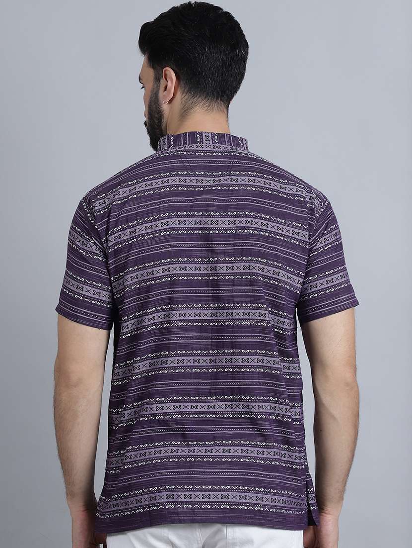 men self design mandarin neck short kurta - 22182643 -  Standard Image - 3