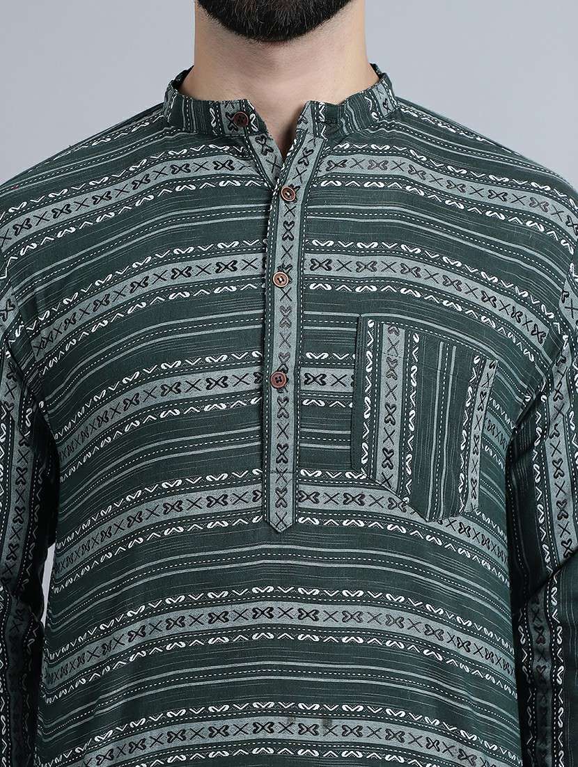 men self design mandarin neck long kurta - 22182644 -  Standard Image - 5