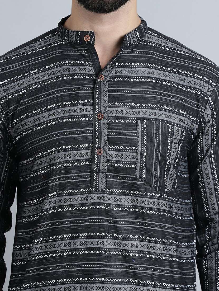 men self design mandarin neck long kurta - 22182646 -  Standard Image - 5