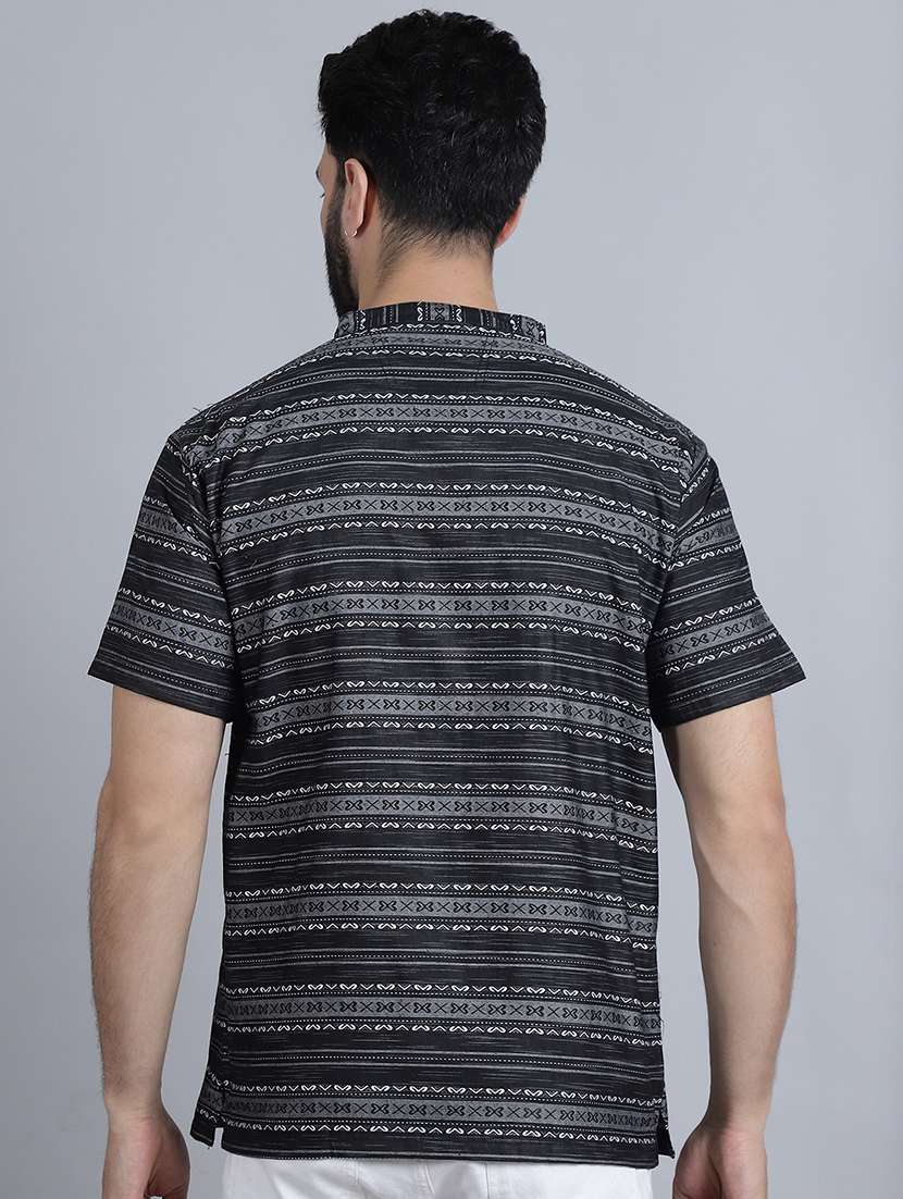 men self design mandarin neck short kurta - 22182647 -  Standard Image - 3