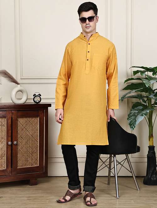 men striped mandarin neck long kurta - 22182666 -  Standard Image - 0