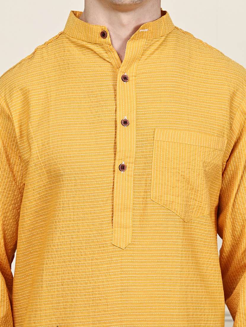 men striped mandarin neck long kurta - 22182666 -  Standard Image - 5