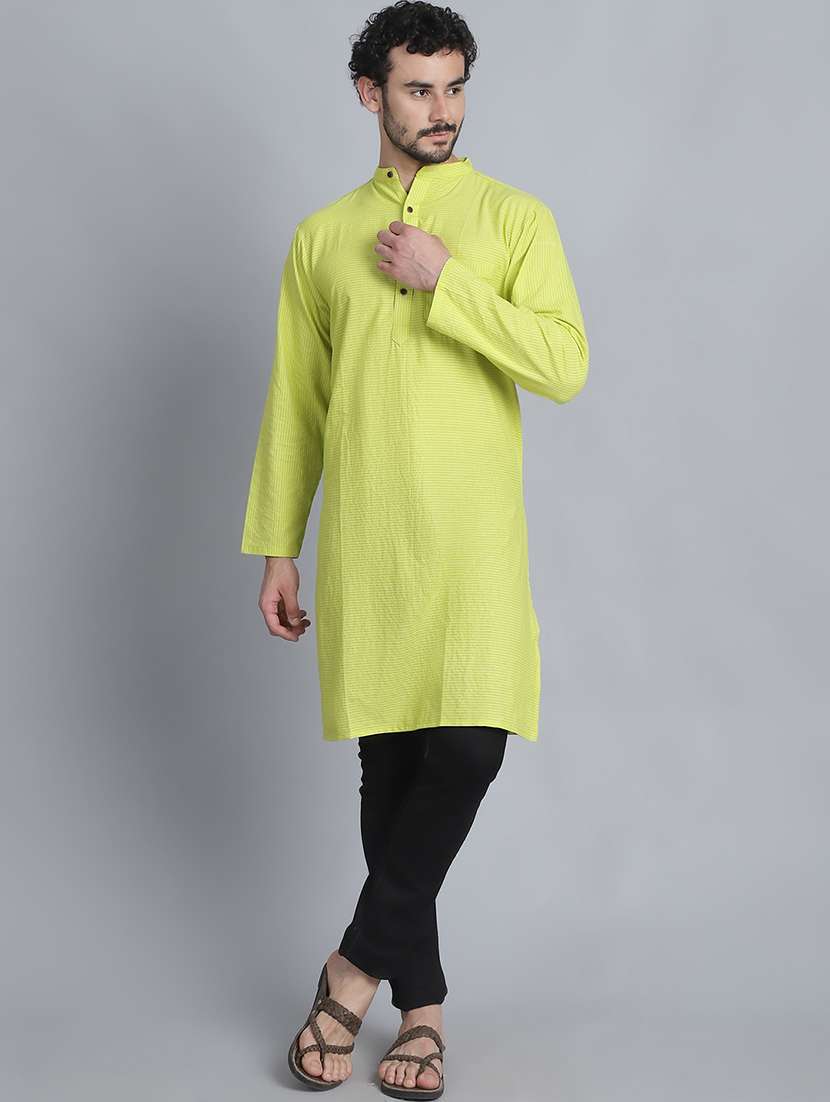 men striped mandarin neck long kurta