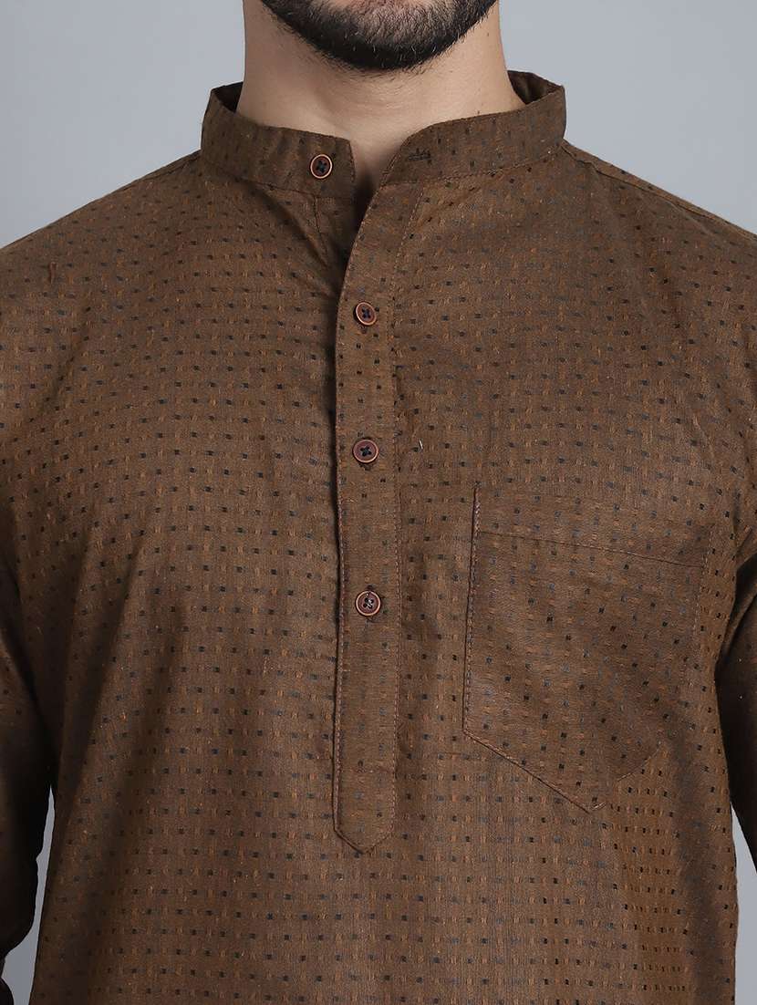 men self design mandarin neck long kurta - 22182672 -  Standard Image - 5