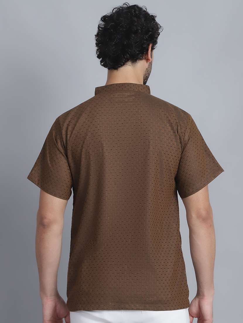 men self design mandarin neck short kurta - 22182673 -  Standard Image - 3