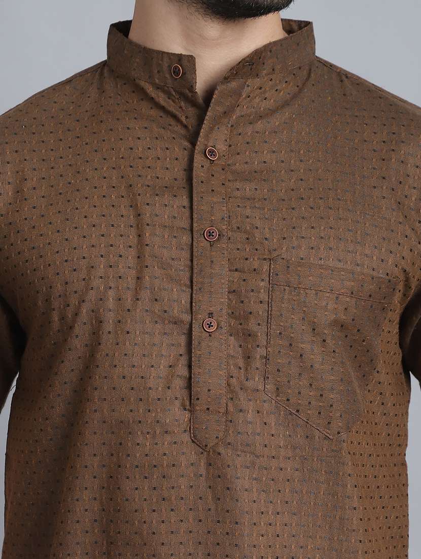 men self design mandarin neck short kurta - 22182673 -  Standard Image - 5