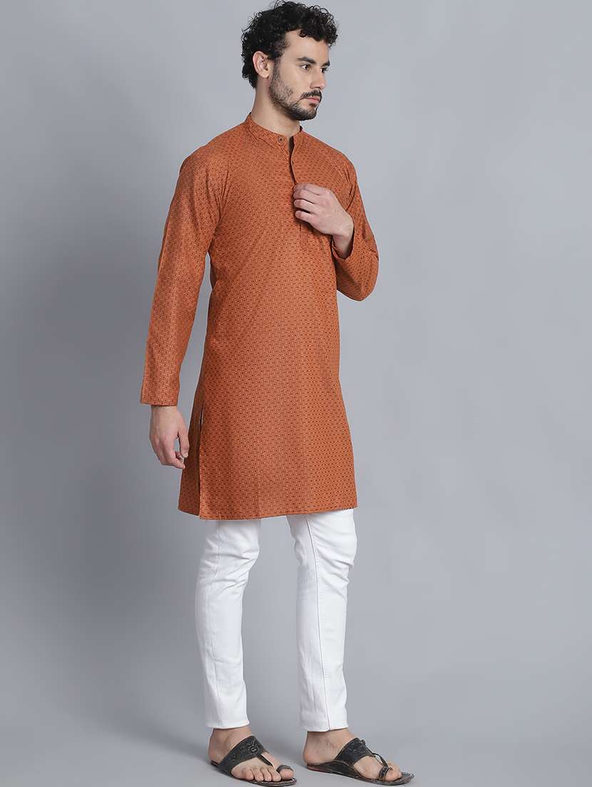 men self design mandarin neck long kurta - 22182674 -  Standard Image - 3