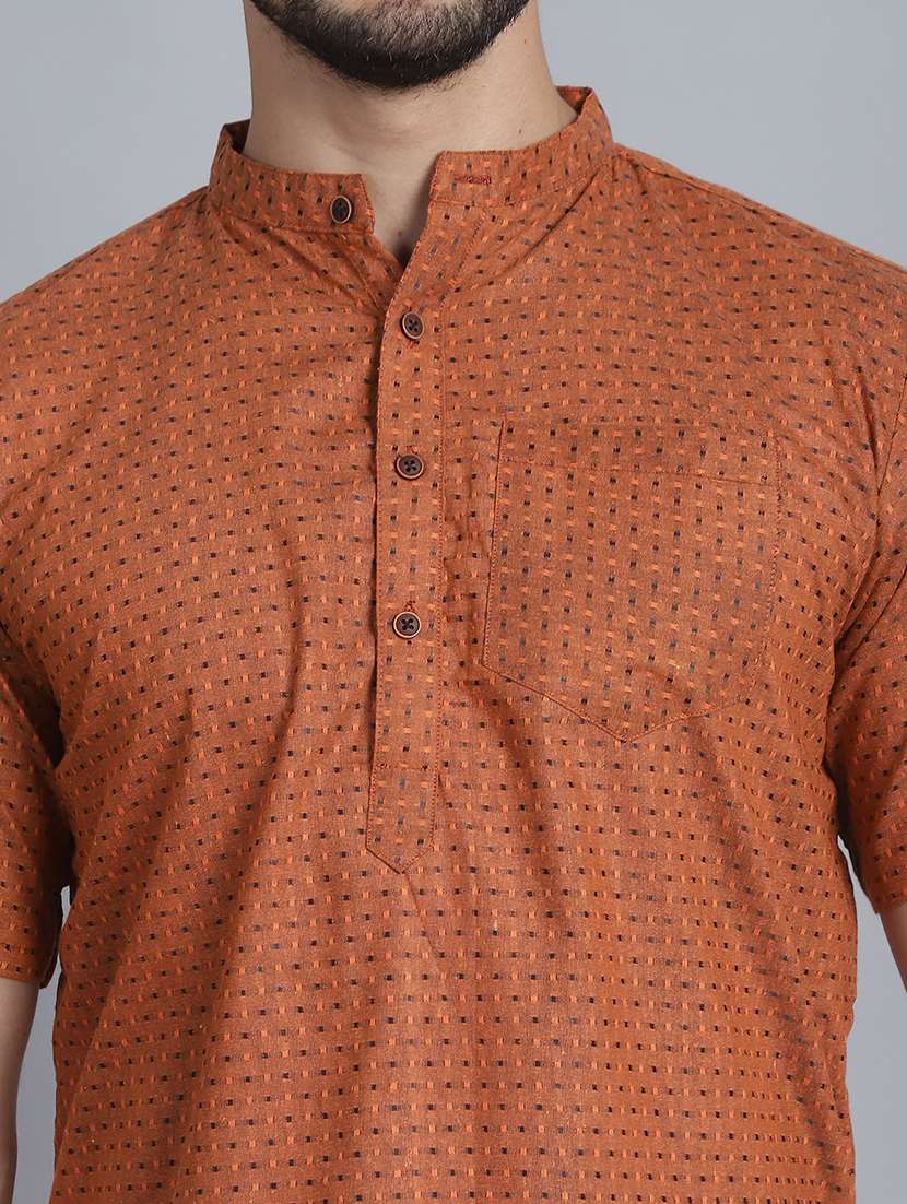 men self design mandarin neck short kurta - 22182675 -  Standard Image - 5