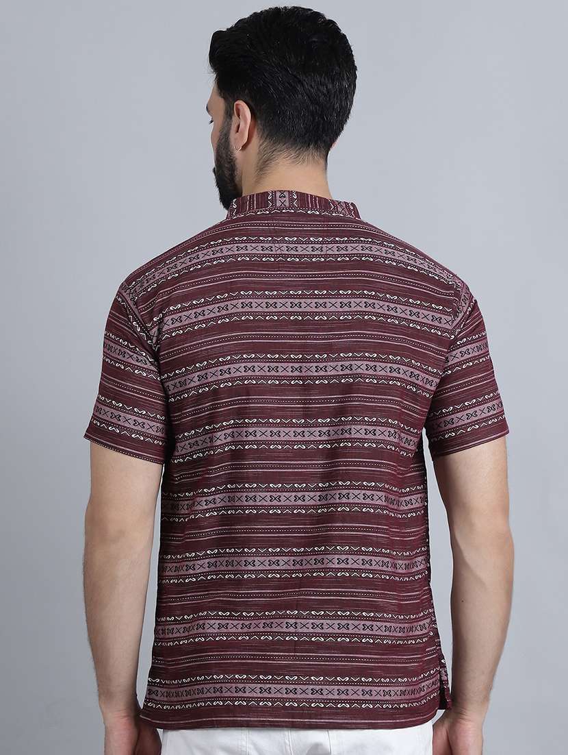 men self design mandarin neck short kurta - 22182681 -  Standard Image - 3